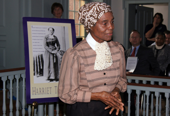 Dolores Blakey portrays Harriet Tubman during festivities on Friday, March 1, 2013.