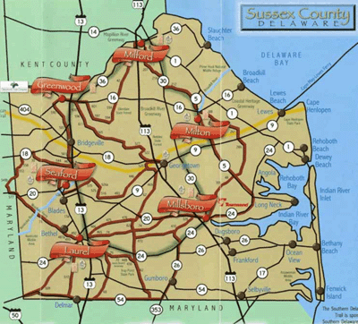 Map of Sussex County, Delaware