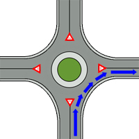 right turn from a roundabout